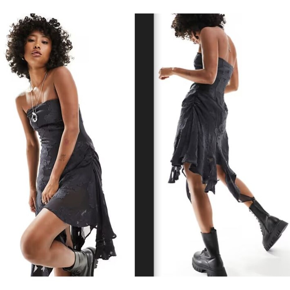 Collusion x Asos Jacquard Asymmetric Dress 8 Vamp Grunge Whimsigoth Dk Romantic